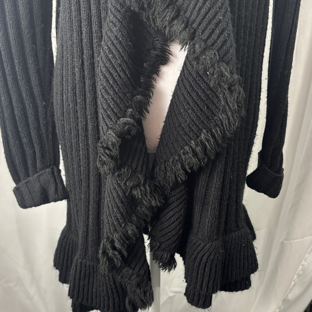 Alfani Black Ruffled Cardigan Sweater - Picture 5 of 6